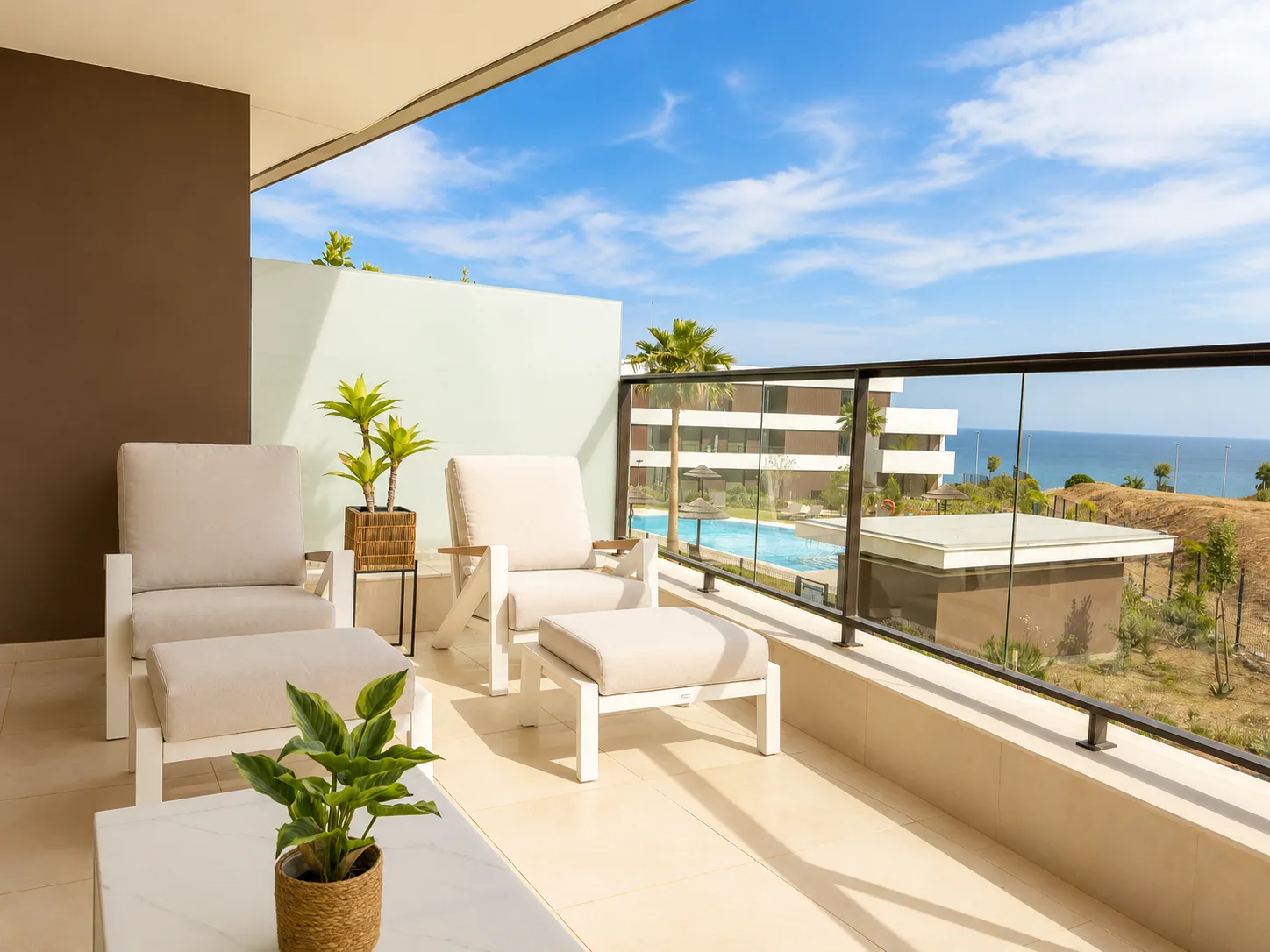 Estepona Golf Retreat — terrace with sea views